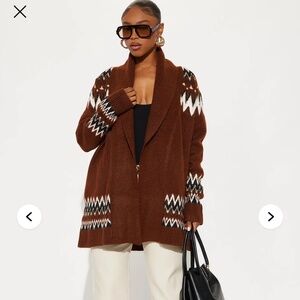 Brown Patterned Women's Sweater